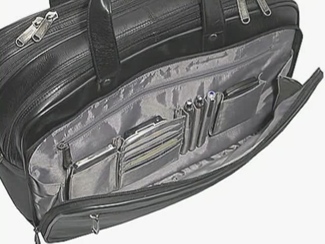 eBags Deluxe Full-Grain Leather Laptop Brief - image 3 from the video