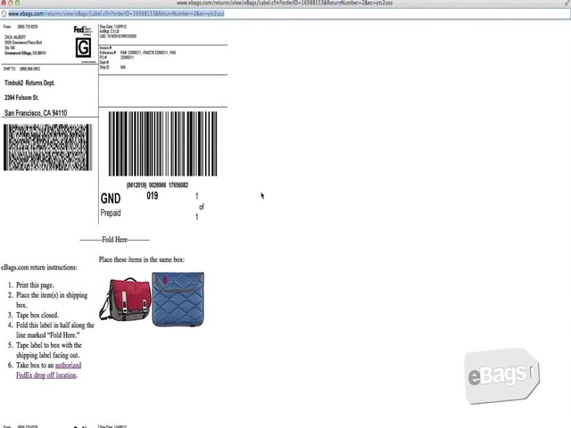 eBags Returns Process - image 7 from the video